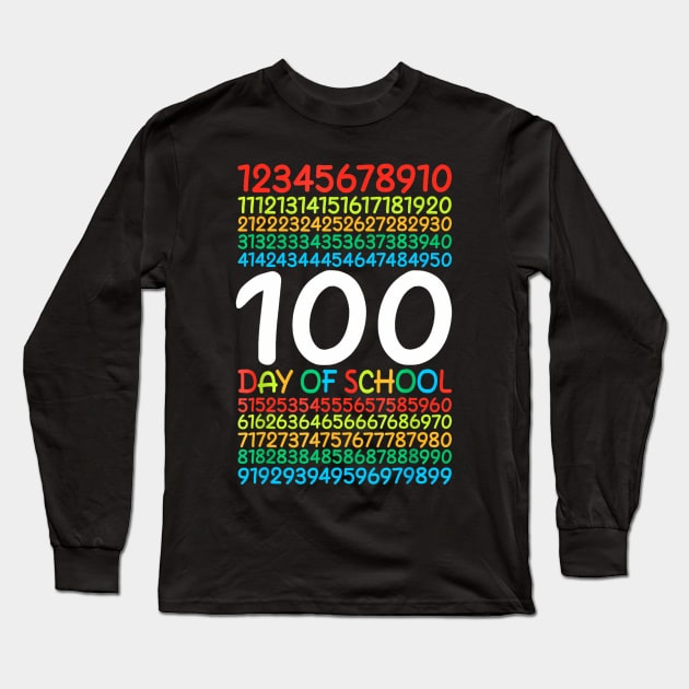 Kids 100Th Day Of School Teacher Kids 100 Days Math Numbers Long Sleeve T-Shirt by ZoeySherman